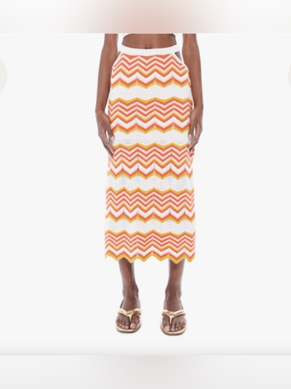 Mother cut-it-out crochet chevron midi skirt